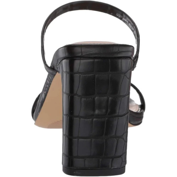 Womens  Black Avery Square Toe Two Strap High Heeled Sandal Heeled Sandal - Picture 3 of 8